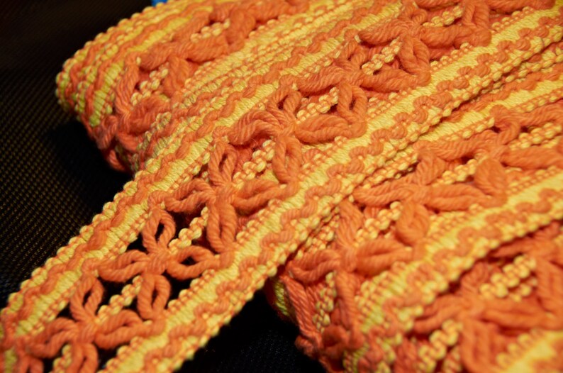 Vintage Loop Yarn Trim in Yellow and Orange Etsy
