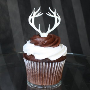 100 Deer Antler Cupcake Toppers Acrylic image 2