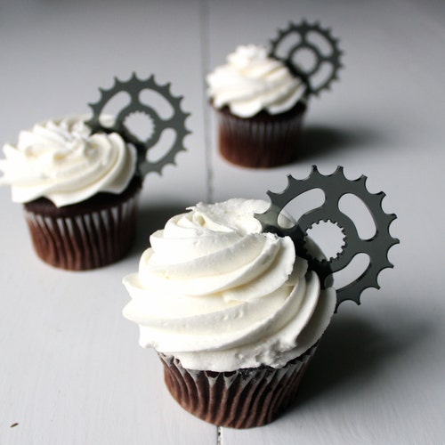 12 Steampunk Gear Cupcake Toppers acrylic Etsy