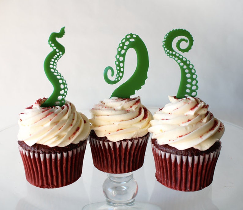 12 Tentacle Cupcake Toppers Acrylic image 3