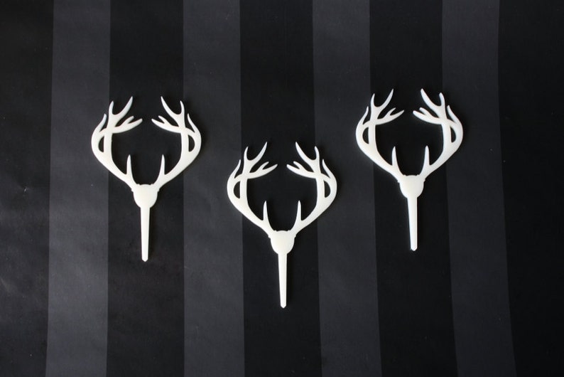 100 Deer Antler Cupcake Toppers Acrylic image 3