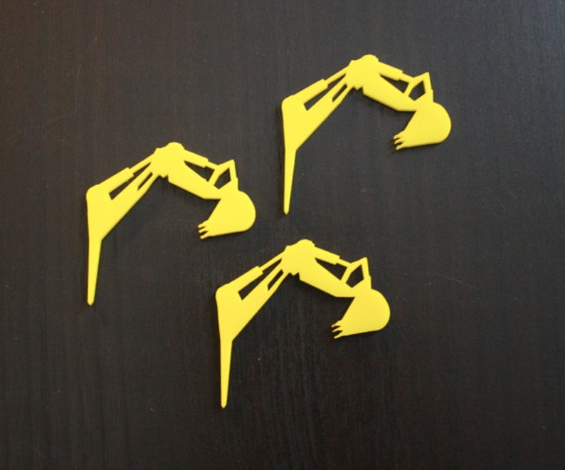 12 Construction Backhoe Cupcake Toppers Acrylic image 3