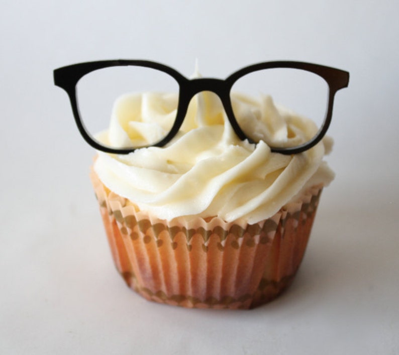 12 Vintage Geek Glasses Cupcake Toppers Acrylic image 2