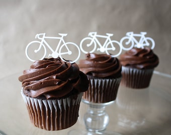 12 Road Bicycle Cupcake Toppers (Acrylic)