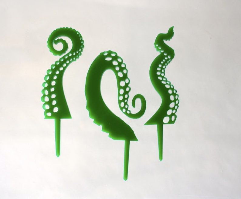 12 Tentacle Cupcake Toppers Acrylic image 4