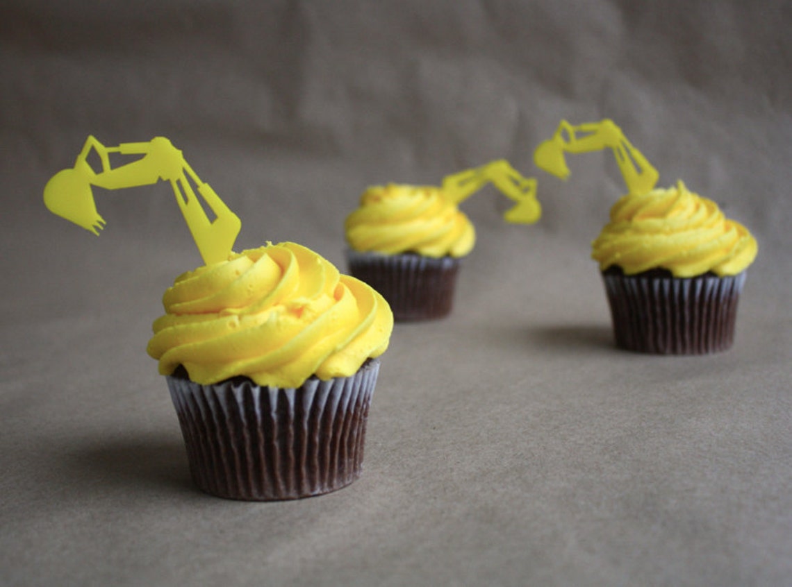 Backhoe Topper 12 Construction Backhoe Cupcake Toppers (acrylic) - Etsy