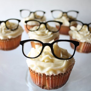 12 Vintage Geek Glasses Cupcake Toppers Acrylic image 1