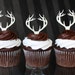 12 Deer Antler Cupcake Toppers (Acrylic) 