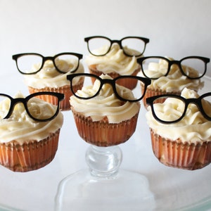 12 Vintage Geek Glasses Cupcake Toppers Acrylic image 3