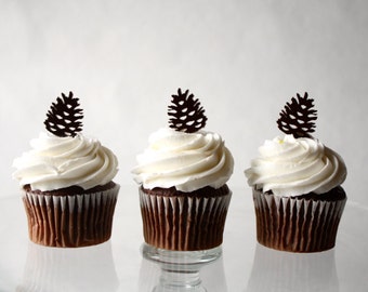 12 Pinecone Cupcake Toppers (Acrylic)