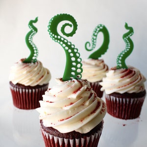 12 Tentacle Cupcake Toppers (Acrylic)