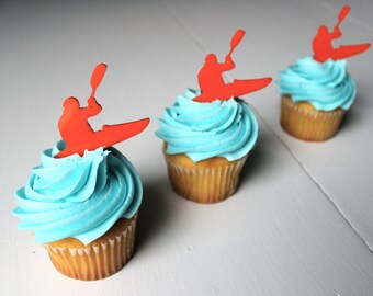 12 Kayak Cupcake Toppers (Acrylic)