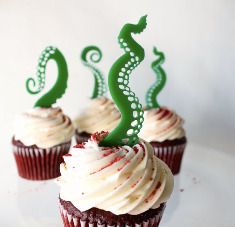 12 Tentacle Cupcake Toppers Acrylic image 2