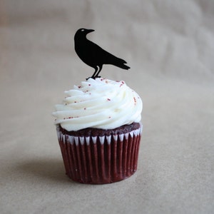 12 Raven Halloween Cupcake Toppers Acrylic image 2