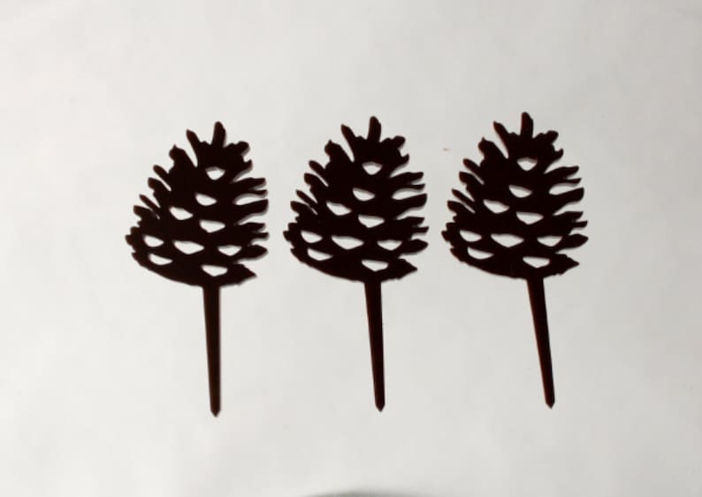 12 Pinecone Cupcake Toppers Acrylic image 3