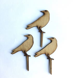 12 Wood Raven Halloween Cupcake Toppers image 3