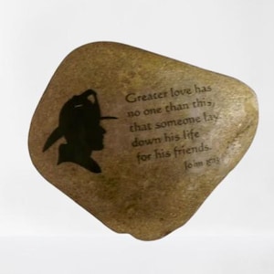 Fireman Fire Fighter unique gift idea Prayer stone rock  John 15:13 Greater love has no one than this...