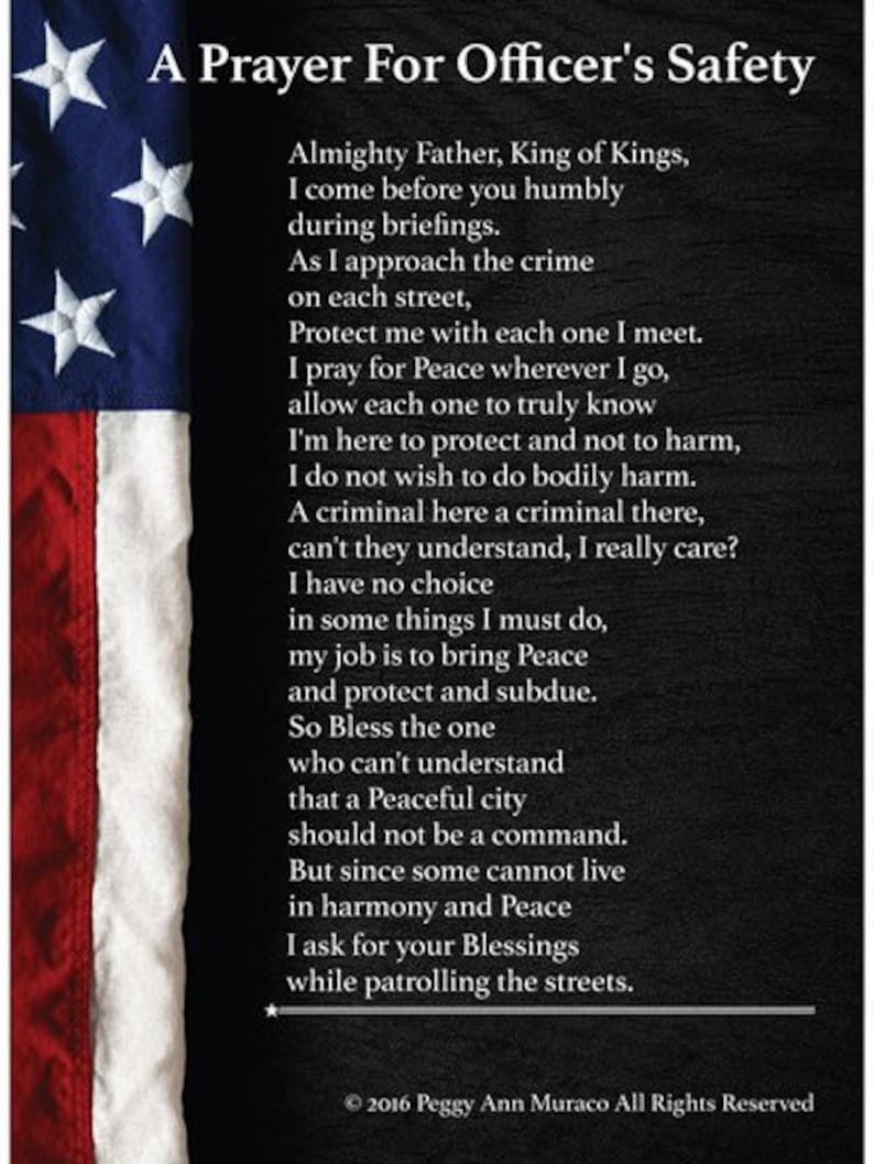 Law Enforcement Police Officer Poster Prayer for Protection Etsy