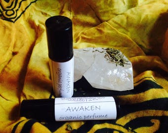 Awaken Organic Perfume - Roll-on essential oil perfume blend with Patchouli, Peppermint, and Rosemary