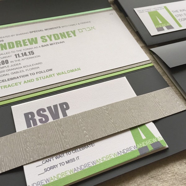 Modern Bar Mitzvah invitation