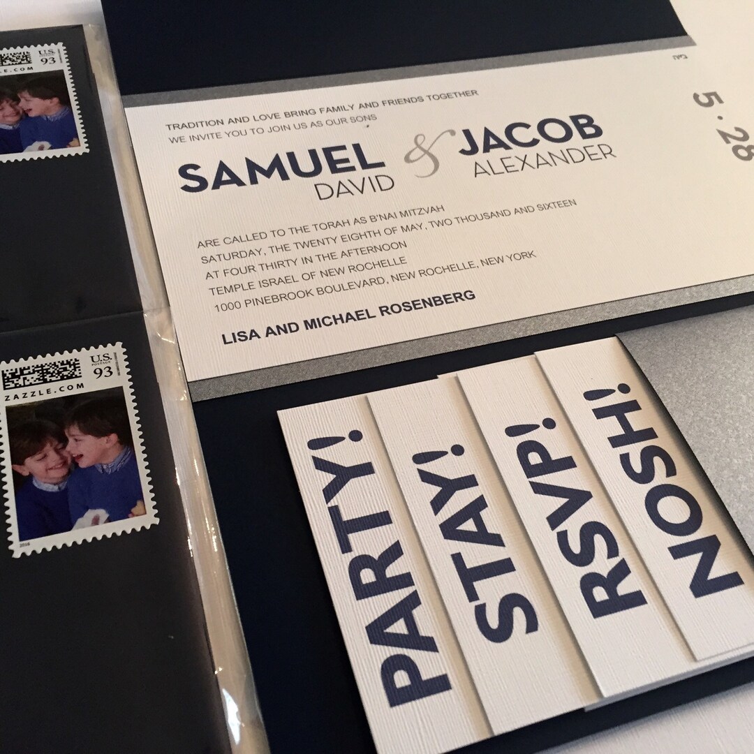 Modern B'nai Mitzvah Invitation - Etsy