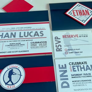 Elegant Baseball Bar Mitzvah Invitation