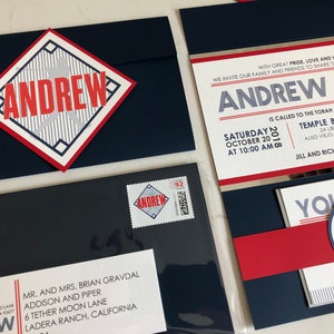 Elegant Baseball Bar Mitzvah Invitation