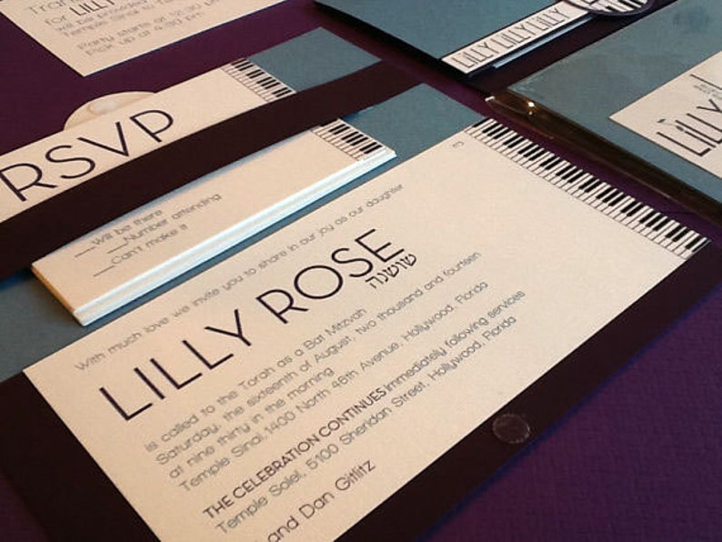 Music Themed Bat Mitzvah Invitation Etsy