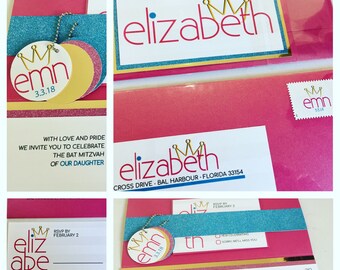 Festive Bat Mitzvah Invitation