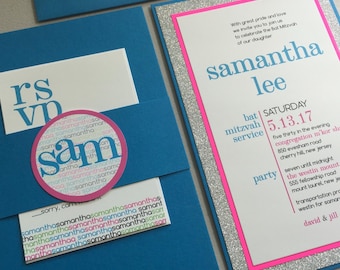 Bright Sparkle Bat Mitzvah Invitations