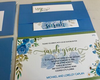 Floral Bat Mitzvah Invitations