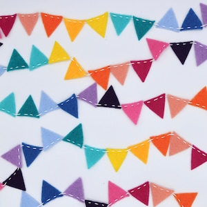 Rainbow Felt Garland: Ombre Mini Bunting, Party Decor - 8ft
