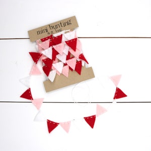 Red, White, and Pink Mini Bunting Felt Garland - 8 ft long - Perfect for Valentines Day