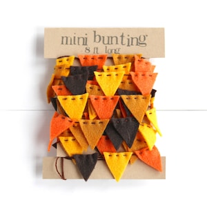 Thanksgiving Mini Bunting Felt Garland in gold, orange, goldenrod and dark brown - 8 ft long