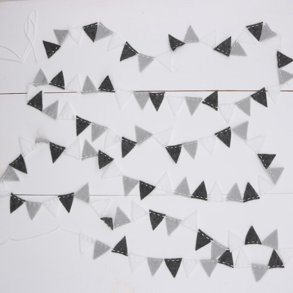 Gray & White Felt Mini Bunting: 8ft Party Garland - Etsy