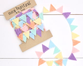 Pastel Rainbow Mini Bunting Felt Garland in Baby Pink, Peach, Lemon, Mint, Baby Blue, Lilac  - 8 ft long, perfect for easter and parties