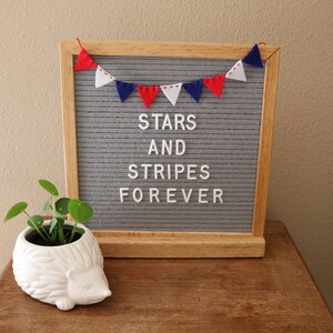 4th of July Letterboard Garland - USA Letter Board Accessories - Red, White and Blue Mini Felt Bunting Garland