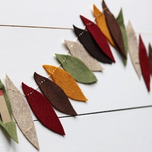 Give Thanks Garland in Maroon, Olive, Oatmeal, Mustard, Brown Thanksgiving Countdown Felt Thanksgiving Garland 3 ft long image 3