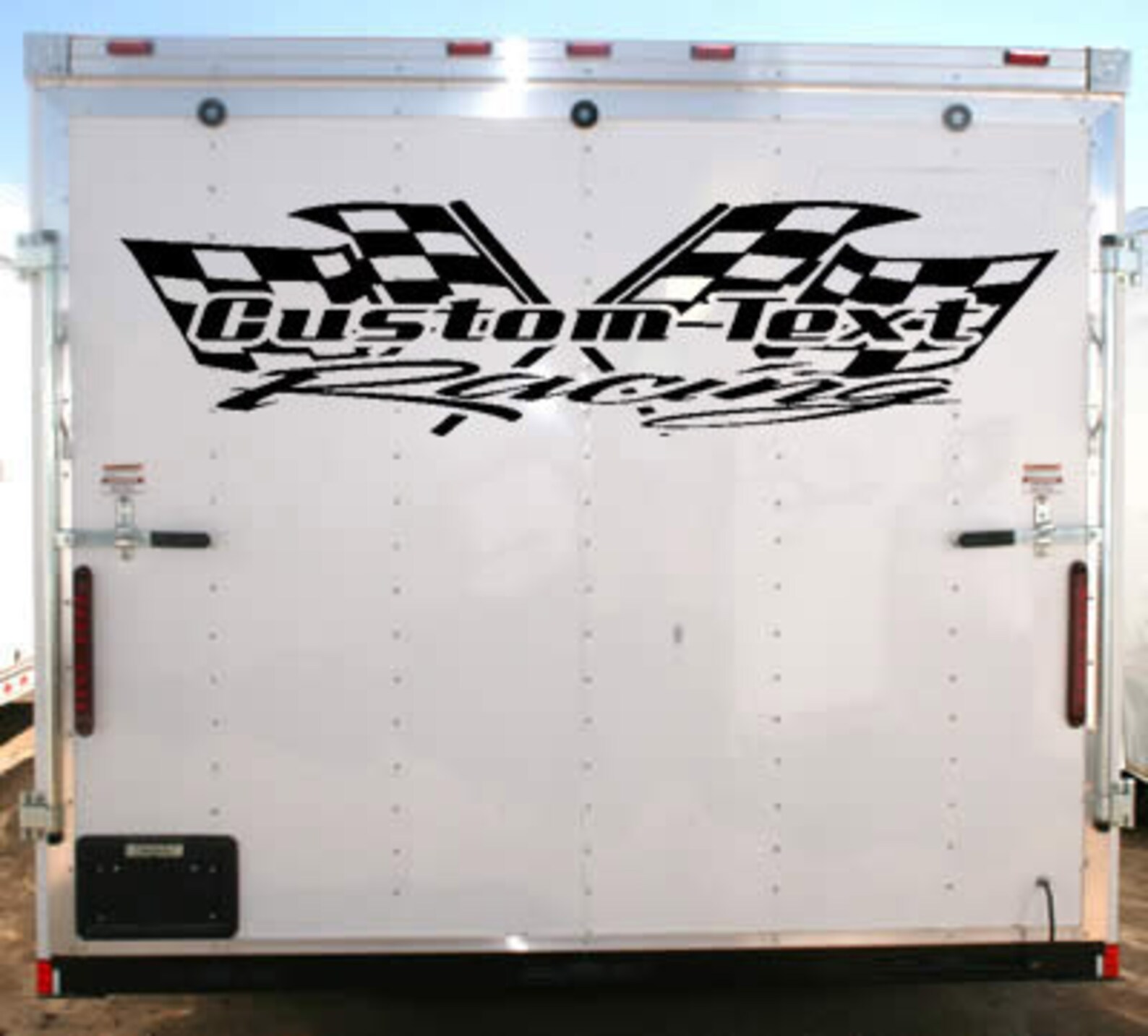 Checkered Flag Flames Toy Hauler Racing Trailer Vinyl Decal Etsy