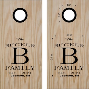 Family Name Cornhole Decals Wedding Game Stickers Bean Bag Toss With Rings
