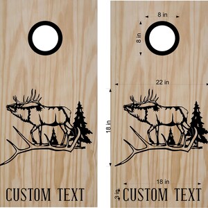 Cornhole Hunting Decals Elk Rack - Personalized Hunting Vinyl Stickers - Bean Bag Toss Design