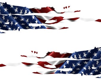 American Flag Golf Cart Decal - Tattered Waving Patriotic Vinyl Sticker Side Set ATV UTV