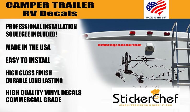 RV Camper Graphics Decals Stickers Mountain Scene Stripe Kit, Custom ...