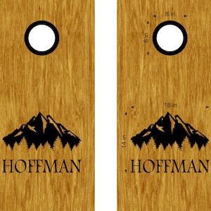 Custom Mountains Cornhole Board Decals  Personalized Vinyl Stickers for Bean Bag Toss