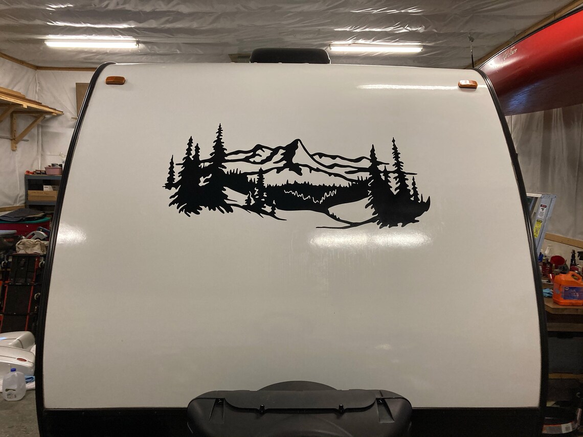 Palm Tree Lake RV Camper Decal Sticker Graphic Custom Text Etsy