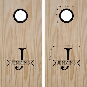Custom Family Name Cornhole Boards Decals Skins  Decals Game Monogram Bean Bag Toss Cornhole Stickers Backyard Games Tailgating Games