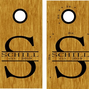 Monogram Family Name Anniversary Cornhole Board Decals Stickers Bean Bag Toss With Rings