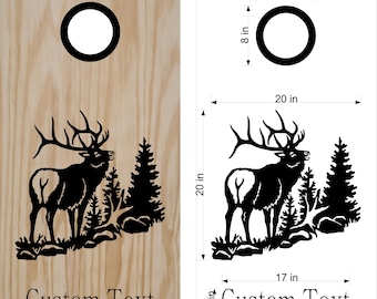 Elk Hunter Cornhole Board Decals Stickers Bean Bag Toss Personalized Wilderness Cornhole Decals Vinyl Stickers