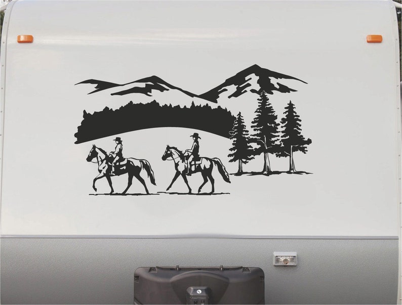 Equestrian Horse Decal horseback Riding Trailer Camping RV image 1