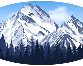 Alpine Pine Mountain RV Decal - Laminated Vinyl Graphic for Camper Travel Trailer Motorhome | StickerChef (MT15)